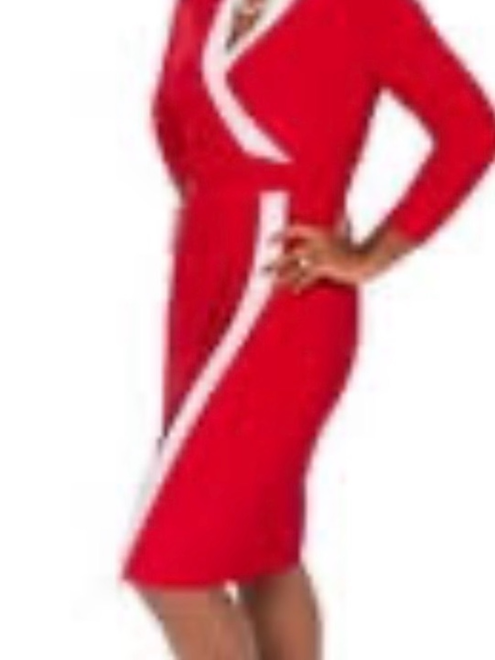 NWT KaspRed Wrap-Style Sheath Dress with Contrast Trim
